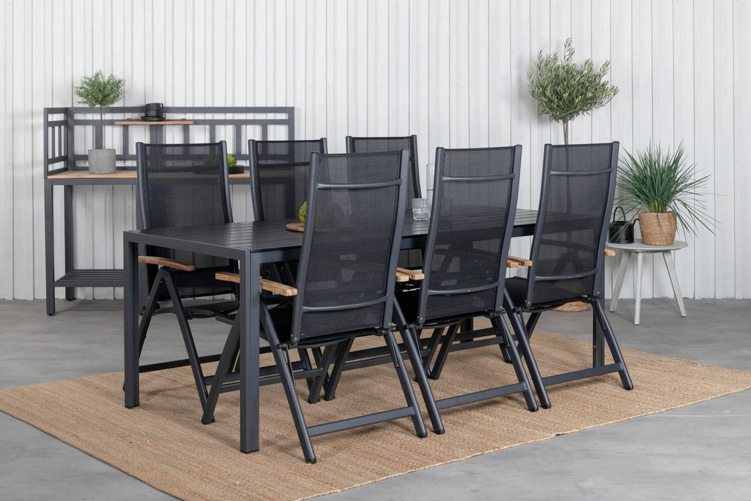 Venture Home Break Table 205*90 - Black/Black+Panama Light 5-pos Chair Black / Black and teak_6