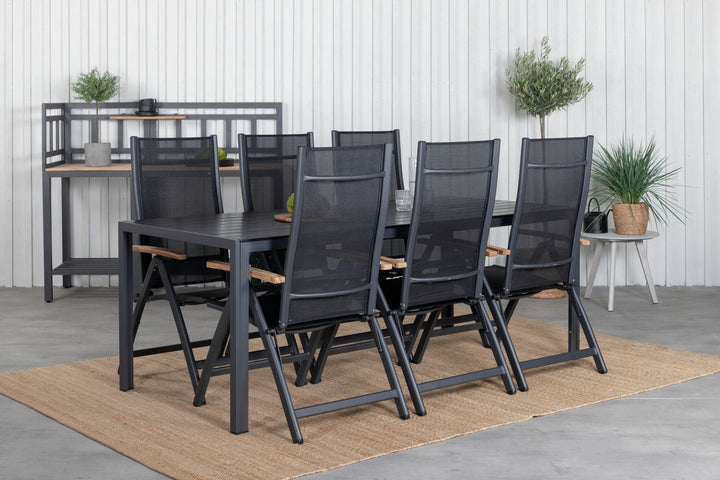 Venture Home Break Table 205*90 - Black/Black+Panama Light 5-pos Chair Black / Black and teak_6