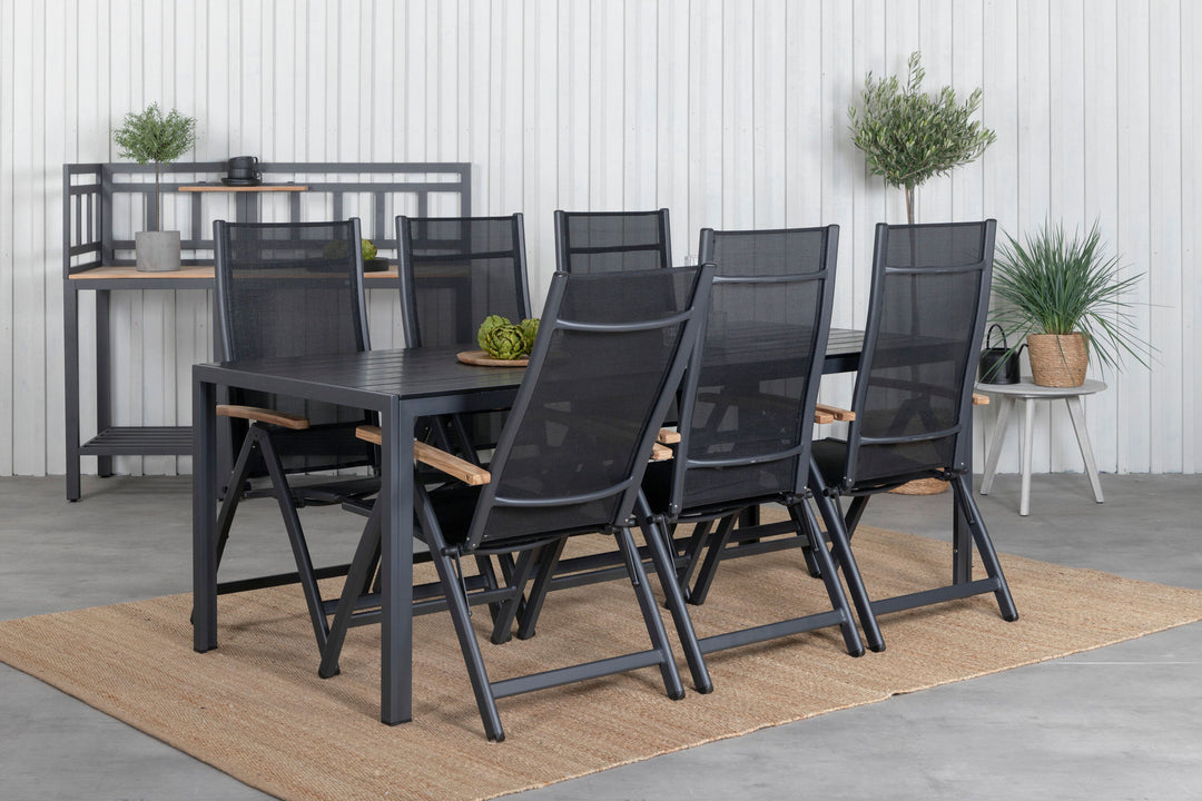 Venture Home Break Table 205*90 - Black/Black+Panama Light 5-pos Chair Black / Black and teak_6