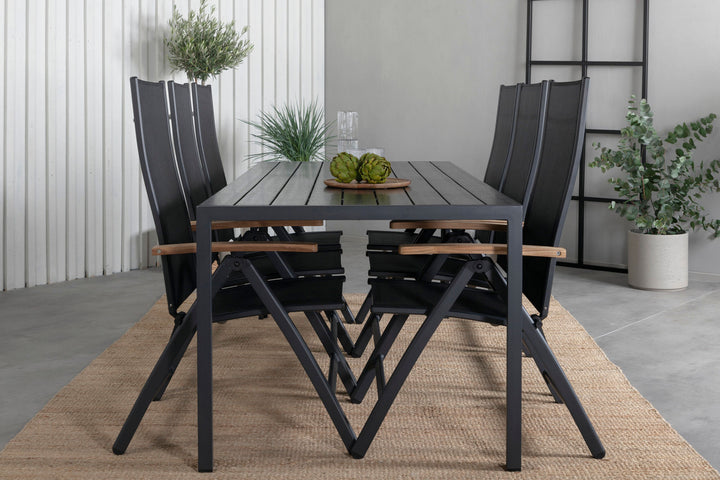 Venture Home Break Table 205*90 - Black/Black+Panama Light 5-pos Chair Black / Black and teak_6