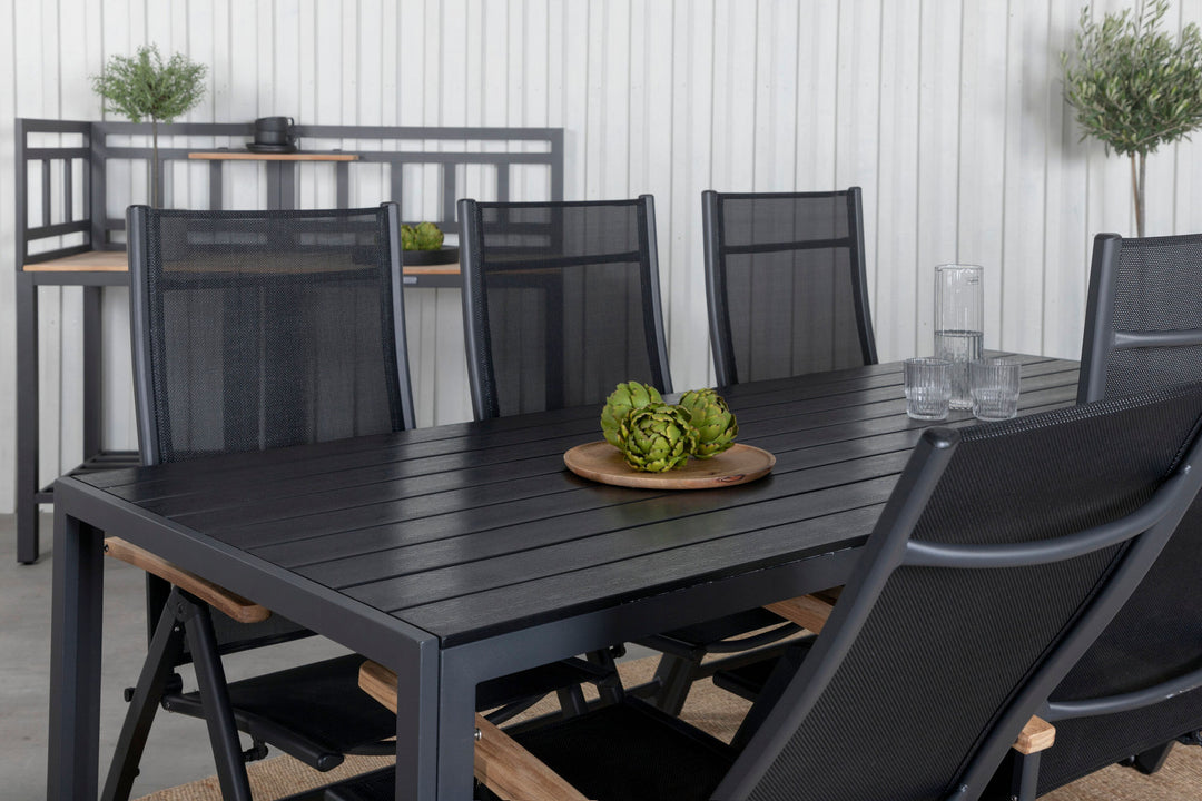 Venture Home Break Table 205*90 - Black/Black+Panama Light 5-pos Chair Black / Black and teak_6