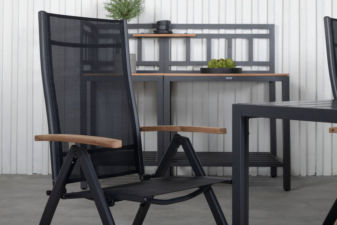 Venture Home Break Table 205*90 - Black/Black+Panama Light 5-pos Chair Black / Black and teak_6