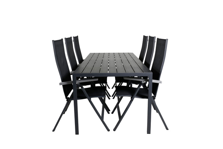 Venture Home Break Table 205*90 - Black/Black+Albany Light 5-pos - black / Black textilene and grey teak_6
