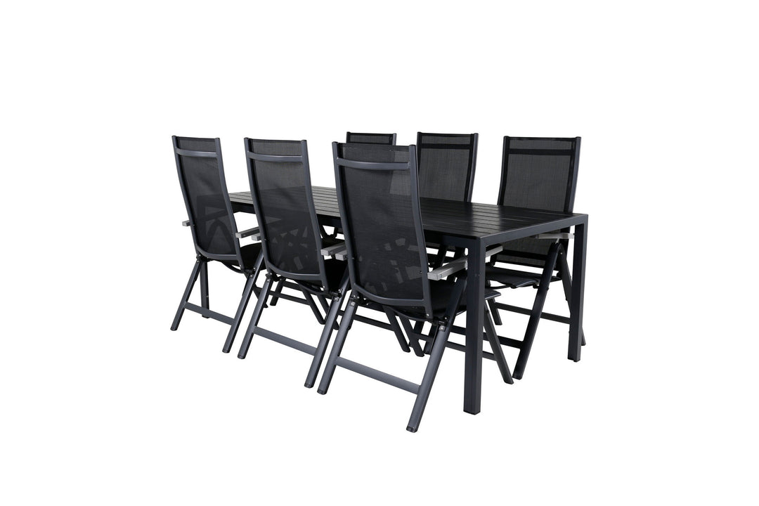 Venture Home Break Table 205*90 - Black/Black+Albany Light 5-pos - black / Black textilene and grey teak_6
