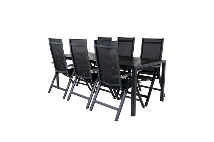 Venture Home Break Table 205*90 - Black/Black+Albany Light 5-pos - black / Black textilene and grey teak_6