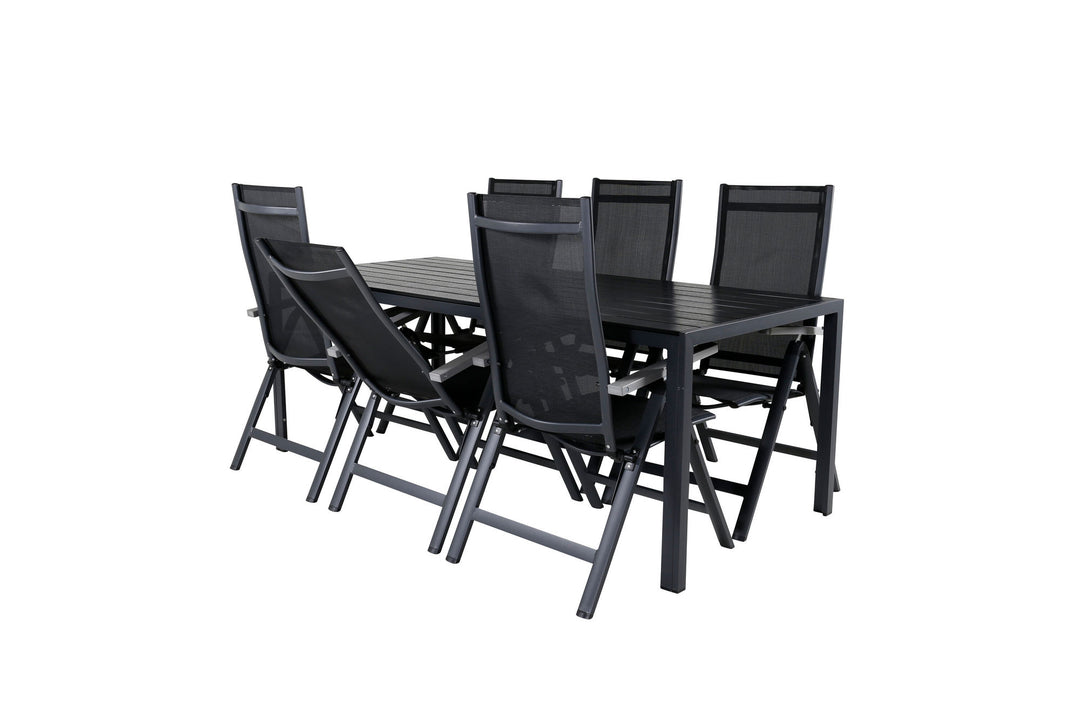 Venture Home Break Table 205*90 - Black/Black+Albany Light 5-pos - black / Black textilene and grey teak_6