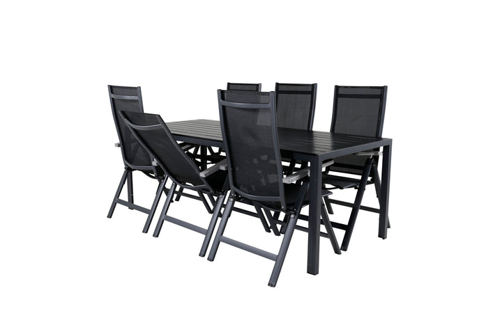 Venture Home Break Table 205*90 - Black/Black+Albany Light 5-pos - black / Black textilene and grey teak_6