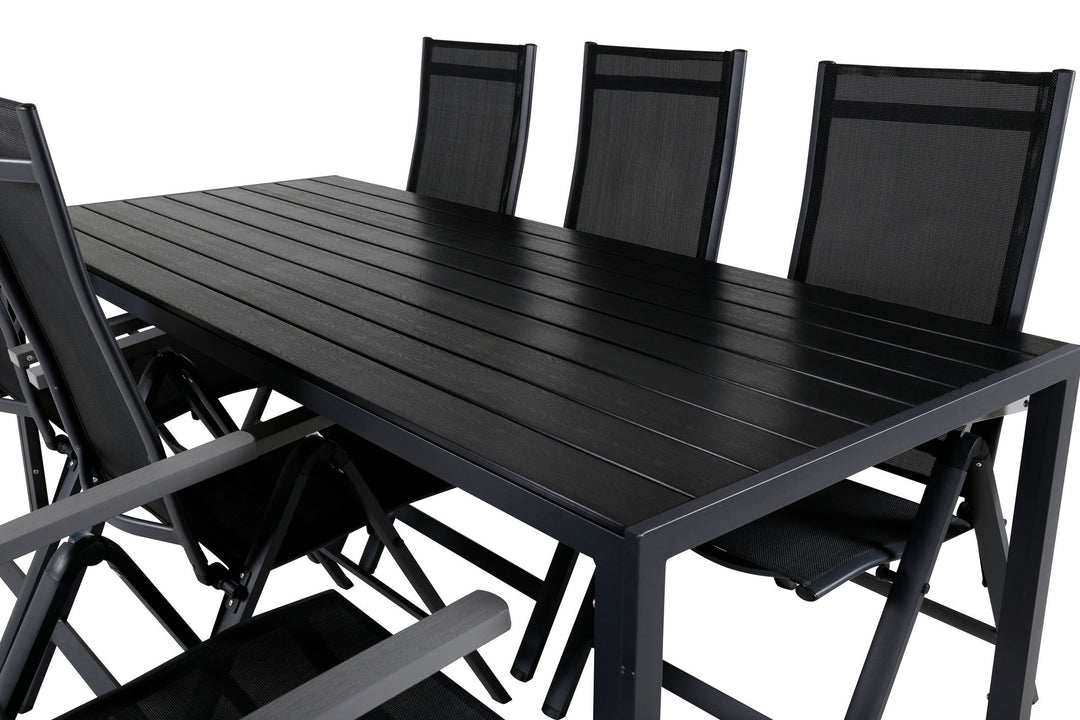 Venture Home Break Table 205*90 - Black/Black+Albany Light 5-pos - black / Black textilene and grey teak_6