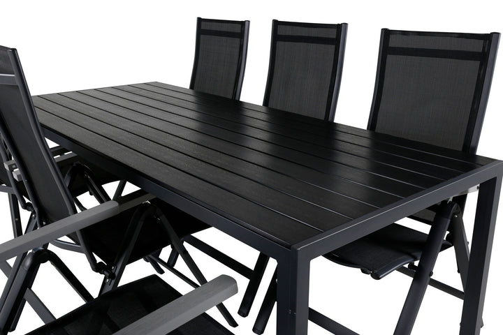 Venture Home Break Table 205*90 - Black/Black+Albany Light 5-pos - black / Black textilene and grey teak_6