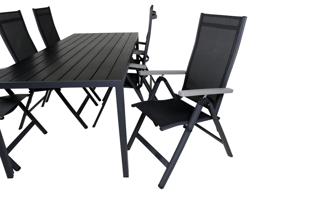 Venture Home Break Table 205*90 - Black/Black+Albany Light 5-pos - black / Black textilene and grey teak_6