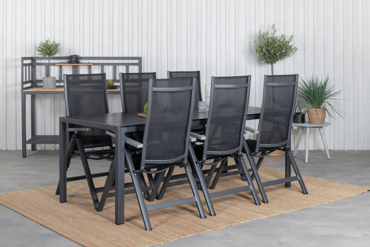 Venture Home Break Table 205*90 - Black/Black+Albany Light 5-pos - black / Black textilene and grey teak_6