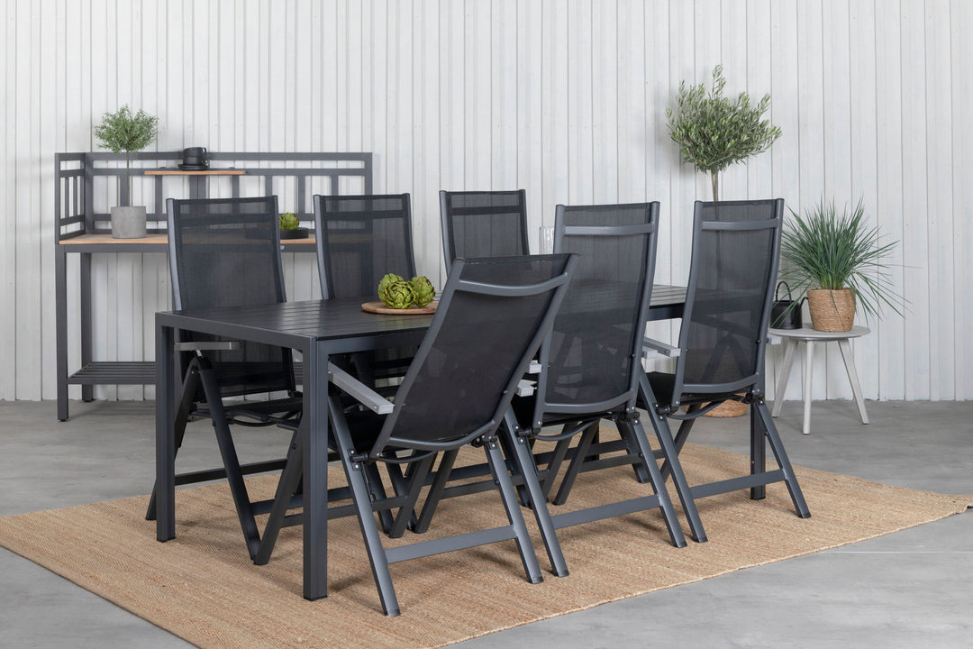 Venture Home Break Table 205*90 - Black/Black+Albany Light 5-pos - black / Black textilene and grey teak_6