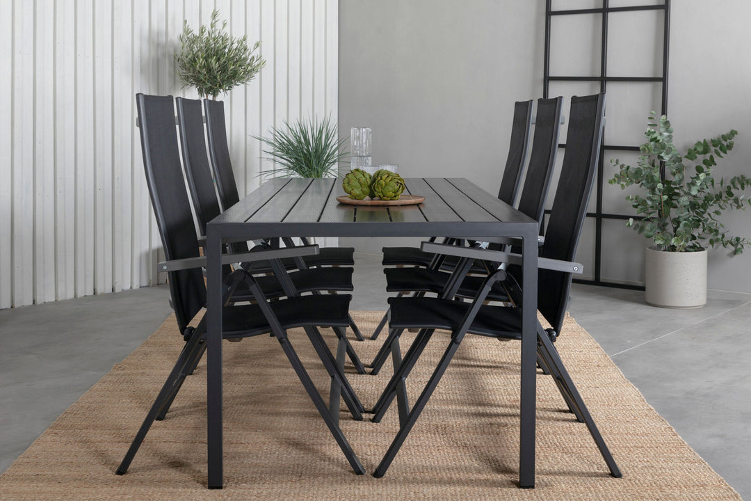 Venture Home Break Table 205*90 - Black/Black+Albany Light 5-pos - black / Black textilene and grey teak_6