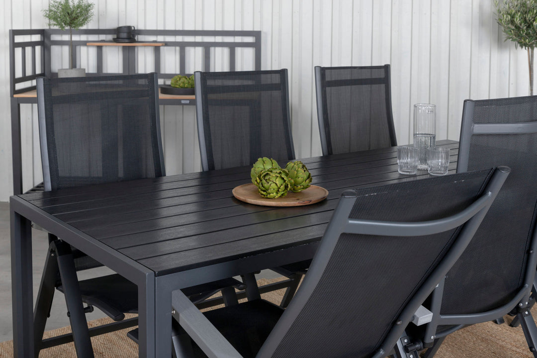 Venture Home Break Table 205*90 - Black/Black+Albany Light 5-pos - black / Black textilene and grey teak_6
