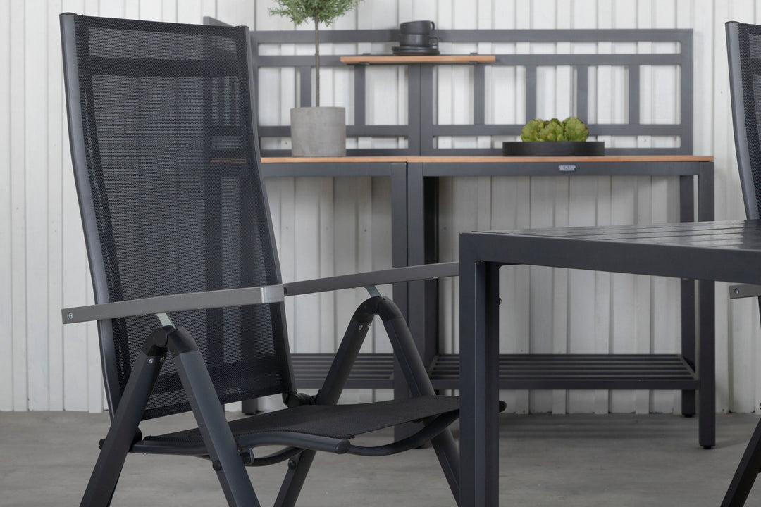 Venture Home Break Table 205*90 - Black/Black+Albany Light 5-pos - black / Black textilene and grey teak_6