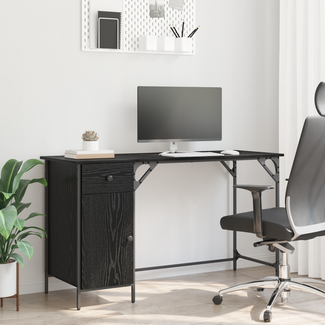 Computerbord Sort eg 131 x 48 x 75 cm Konstrueret træ