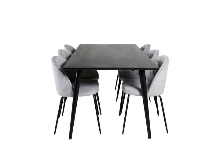 Venture Home Dipp Dining Table - 180*90cm - Black Veneer / all black legs +Wrinkles Dining