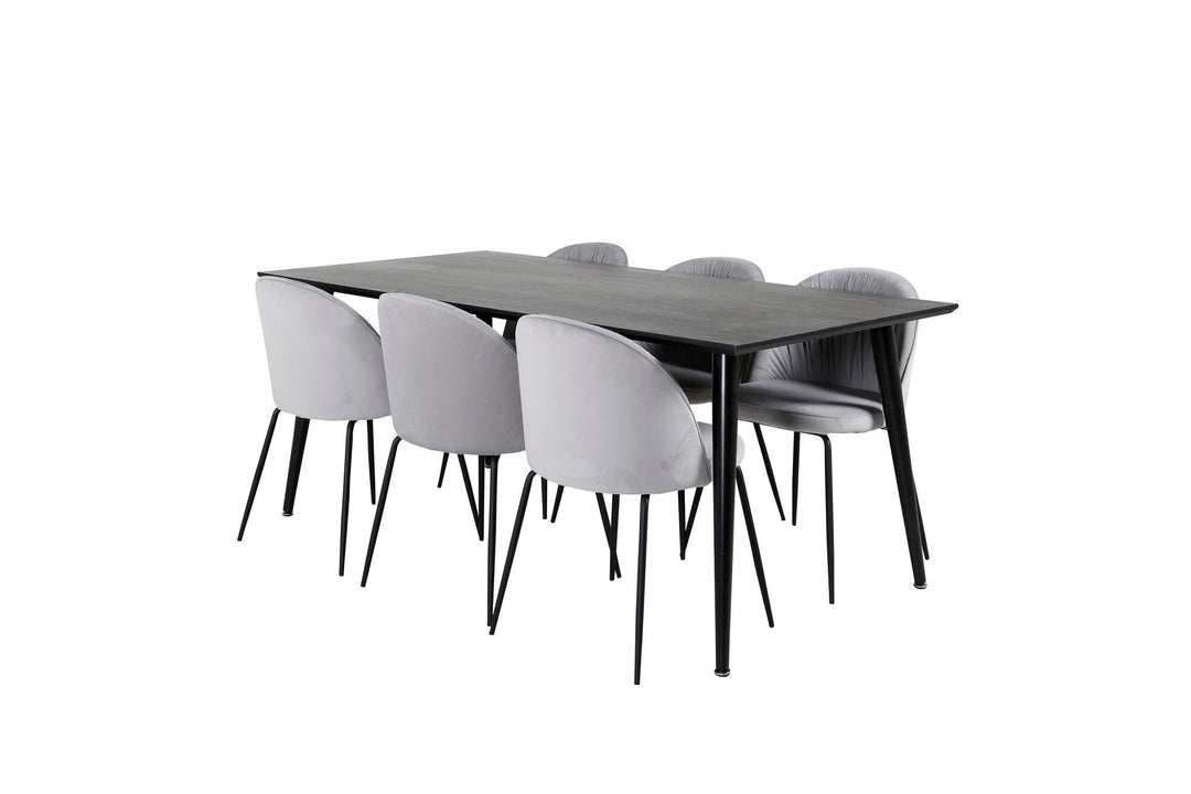 Venture Home Dipp Dining Table - 180*90cm - Black Veneer / all black legs +Wrinkles Dining