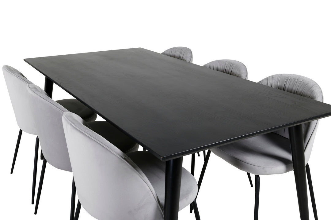 Venture Home Dipp Dining Table - 180*90cm - Black Veneer / all black legs +Wrinkles Dining