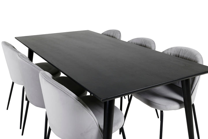 Venture Home Dipp Dining Table - 180*90cm - Black Veneer / all black legs +Wrinkles Dining