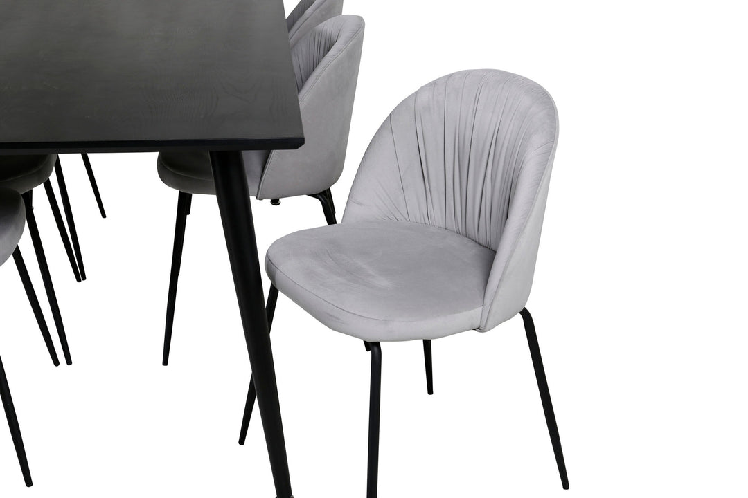 Venture Home Dipp Dining Table - 180*90cm - Black Veneer / all black legs +Wrinkles Dining