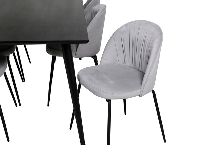 Venture Home Dipp Dining Table - 180*90cm - Black Veneer / all black legs +Wrinkles Dining