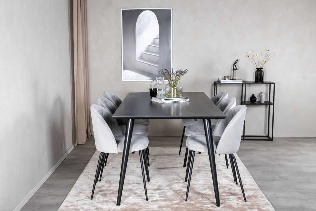 Venture Home Dipp Dining Table - 180*90cm - Black Veneer / all black legs +Wrinkles Dining