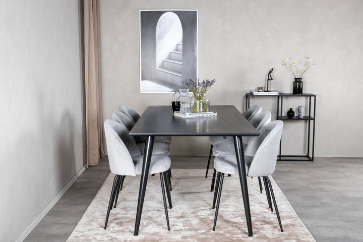 Venture Home Dipp Dining Table - 180*90cm - Black Veneer / all black legs +Wrinkles Dining