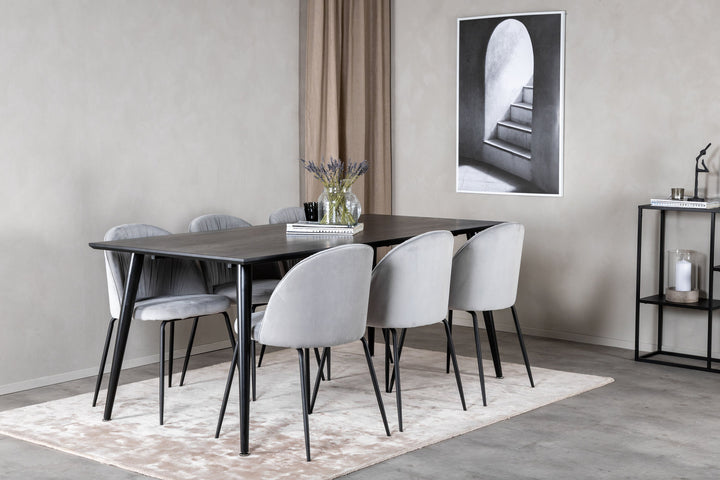 Venture Home Dipp Dining Table - 180*90cm - Black Veneer / all black legs +Wrinkles Dining