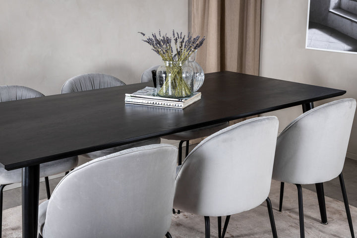 Venture Home Dipp Dining Table - 180*90cm - Black Veneer / all black legs +Wrinkles Dining