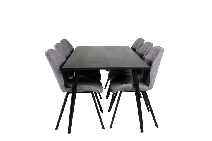 Venture Home Dipp Dining Table - 180*90cm - Black Veneer / all black legs +Gemma Dining Ch