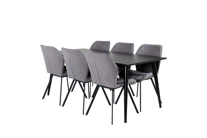 Venture Home Dipp Dining Table - 180*90cm - Black Veneer / all black legs +Gemma Dining Ch