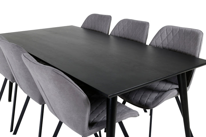 Venture Home Dipp Dining Table - 180*90cm - Black Veneer / all black legs +Gemma Dining Ch