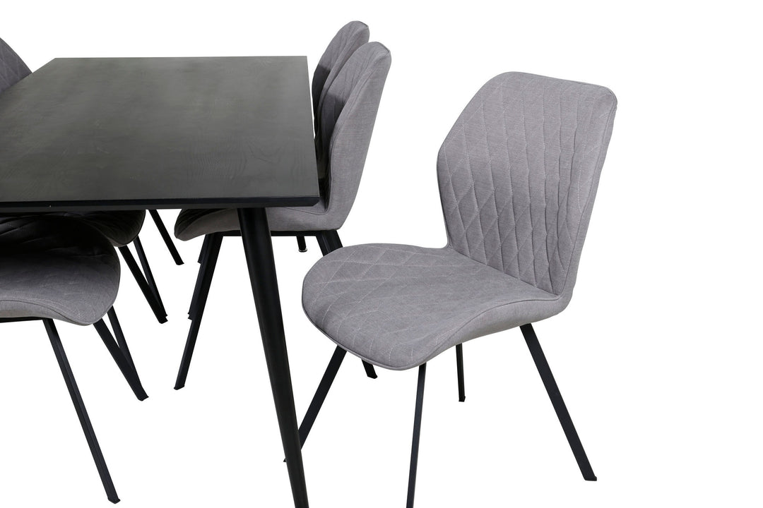 Venture Home Dipp Dining Table - 180*90cm - Black Veneer / all black legs +Gemma Dining Ch