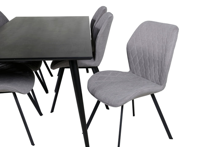 Venture Home Dipp Dining Table - 180*90cm - Black Veneer / all black legs +Gemma Dining Ch