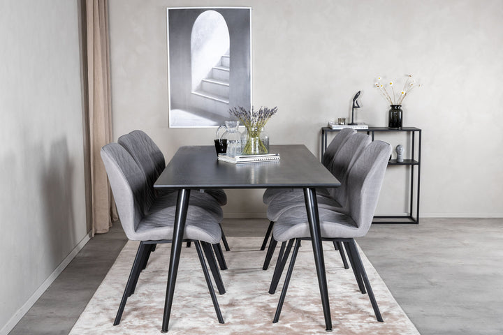 Venture Home Dipp Dining Table - 180*90cm - Black Veneer / all black legs +Gemma Dining Ch