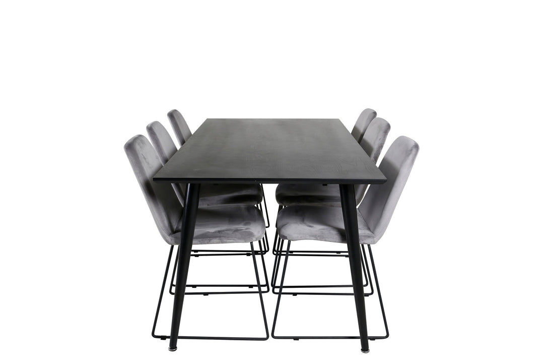 Venture Home Dipp Dining Table - 180*90cm - Black Veneer / all black legs +Muce Dining Cha