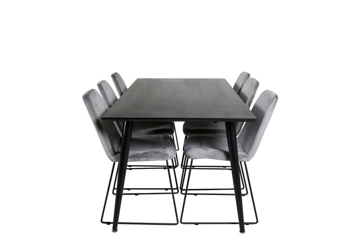 Venture Home Dipp Dining Table - 180*90cm - Black Veneer / all black legs +Muce Dining Cha