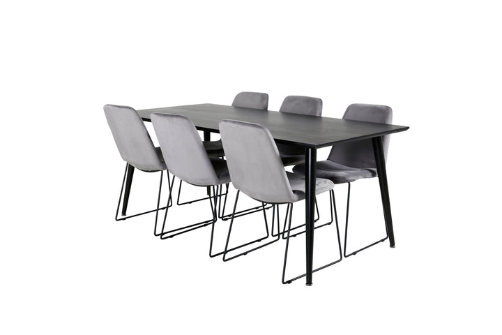 Venture Home Dipp Dining Table - 180*90cm - Black Veneer / all black legs +Muce Dining Cha