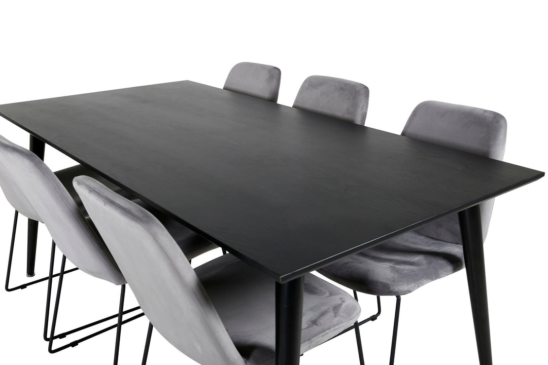 Venture Home Dipp Dining Table - 180*90cm - Black Veneer / all black legs +Muce Dining Cha