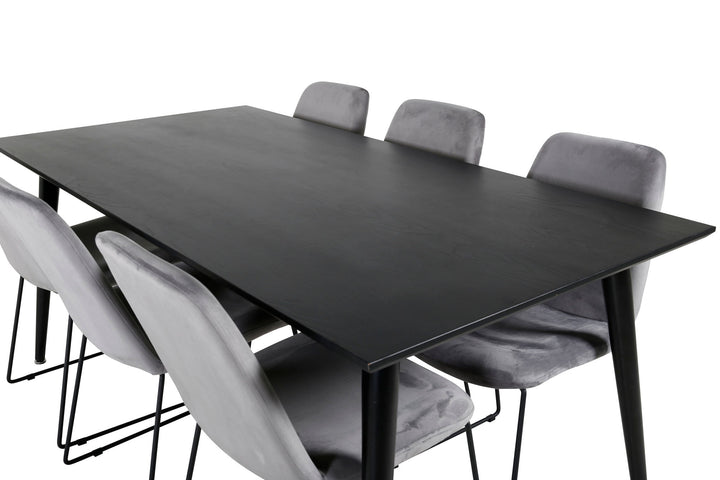 Venture Home Dipp Dining Table - 180*90cm - Black Veneer / all black legs +Muce Dining Cha
