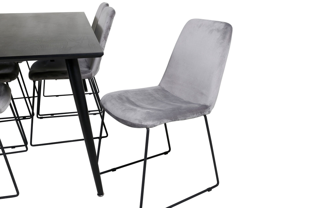 Venture Home Dipp Dining Table - 180*90cm - Black Veneer / all black legs +Muce Dining Cha