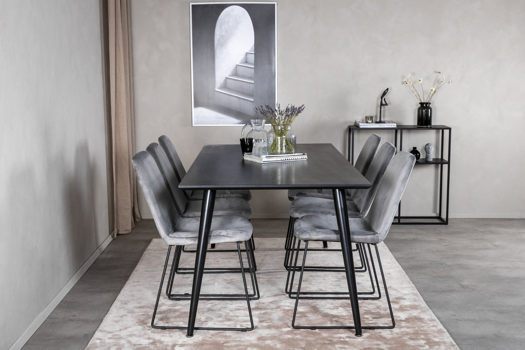 Venture Home Dipp Dining Table - 180*90cm - Black Veneer / all black legs +Muce Dining Cha