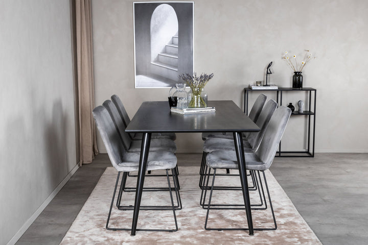 Venture Home Dipp Dining Table - 180*90cm - Black Veneer / all black legs +Muce Dining Cha