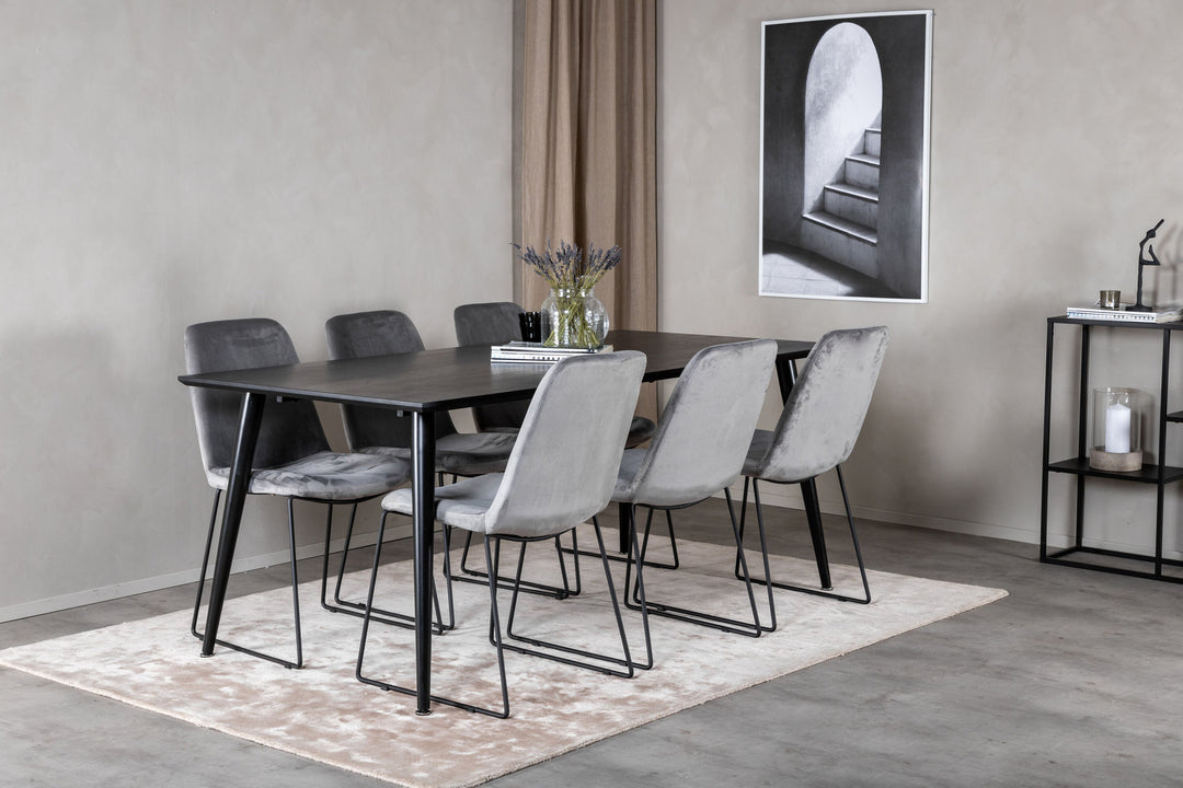 Venture Home Dipp Dining Table - 180*90cm - Black Veneer / all black legs +Muce Dining Cha