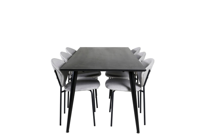 Venture Home Dipp Dining Table - 180*90cm - Black Veneer / all black legs +Vault Dining Cha