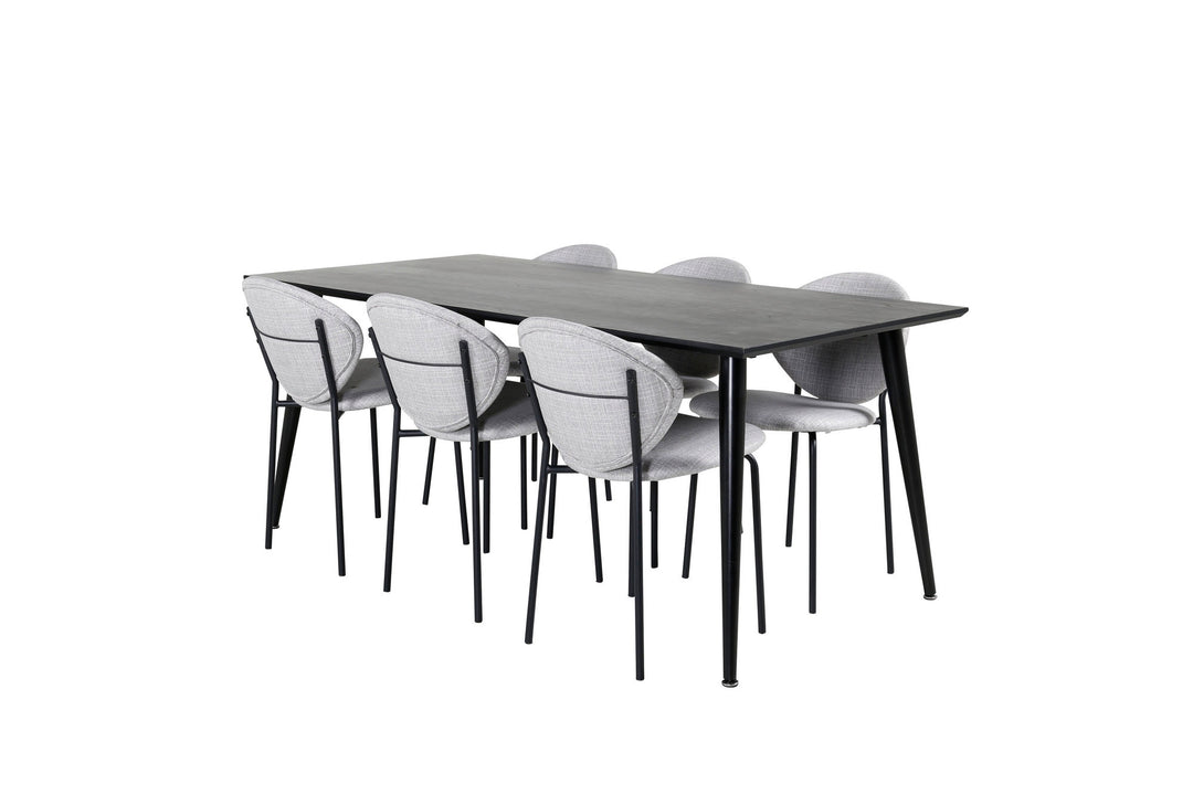 Venture Home Dipp Dining Table - 180*90cm - Black Veneer / all black legs +Vault Dining Cha