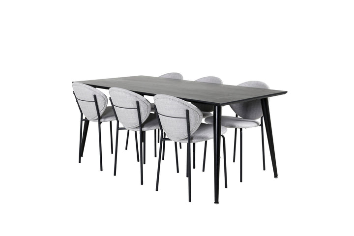 Venture Home Dipp Dining Table - 180*90cm - Black Veneer / all black legs +Vault Dining Cha