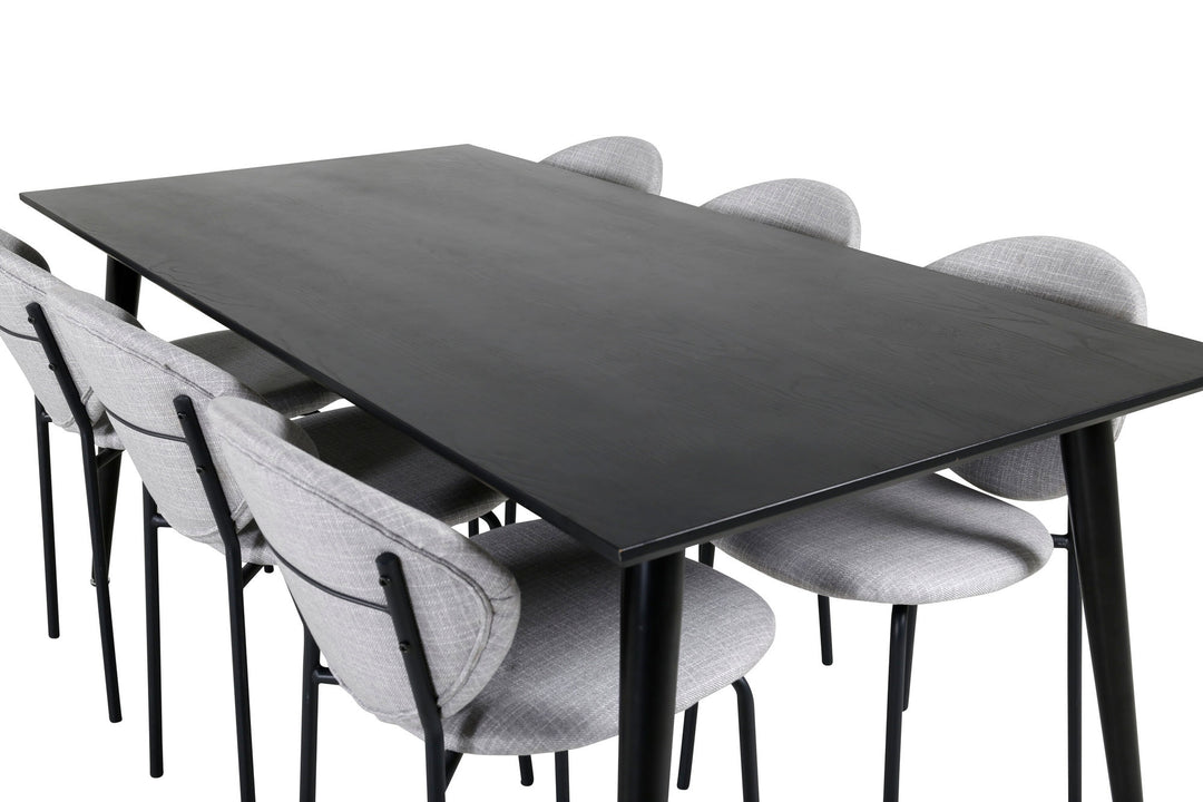 Venture Home Dipp Dining Table - 180*90cm - Black Veneer / all black legs +Vault Dining Cha