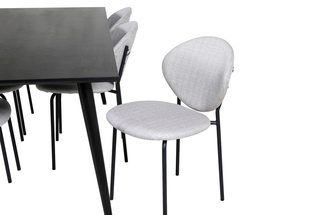 Venture Home Dipp Dining Table - 180*90cm - Black Veneer / all black legs +Vault Dining Cha